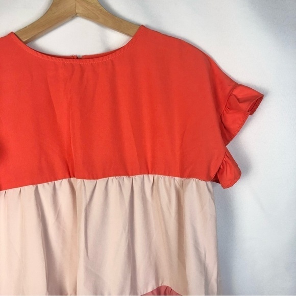 Boutique Red & Pink Ruffle Colorblock Shift Mini Dress S - Picture 4 of 4